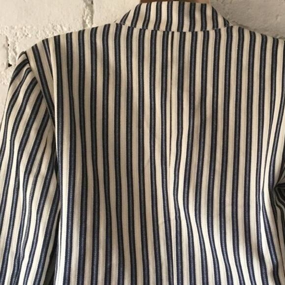 Tinley Road Barcode Stripe Cotton Blazer size M Blue & White - Picture 4 of 8